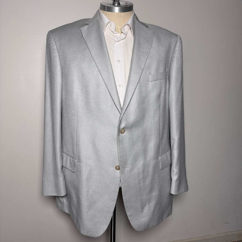 Oak Hill Blazer Mens 50L 2XLT Light Gray Solid Two Button Notch Lapel Sport Coat